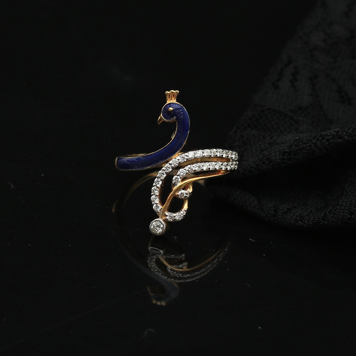 0.29 Ct. IGI Natural Diamond Peacock Ring in 18K Gold for Women Birthday Gift - view 4