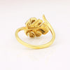 0.22 Ct. IGI Certified 18K Yellow Gold Blue Enamel Diamond Monstera Leaf Ring - view 6