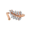 0.14 Ct. 18k Rose Gold Diamond Leaf Ring - IGI Certified Nature-Inspired Band
