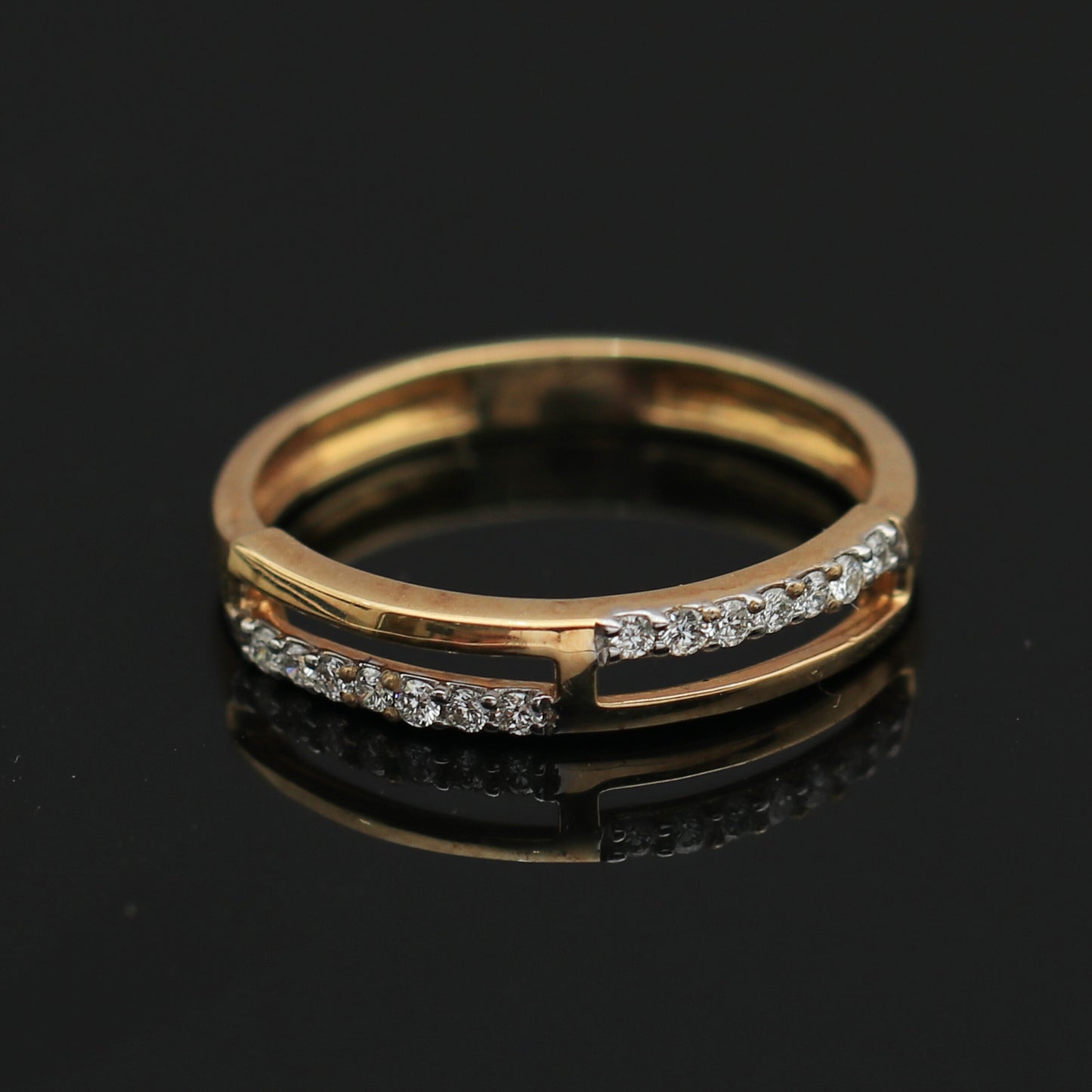0.17 Ct. IGI Certified Natural Diamond 18k Yellow Gold Bar Ring For Girl Gift - view 6