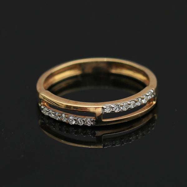 0.17 Ct. IGI Certified Natural Diamond 18k Yellow Gold Bar Ring For Girl Gift - view 6