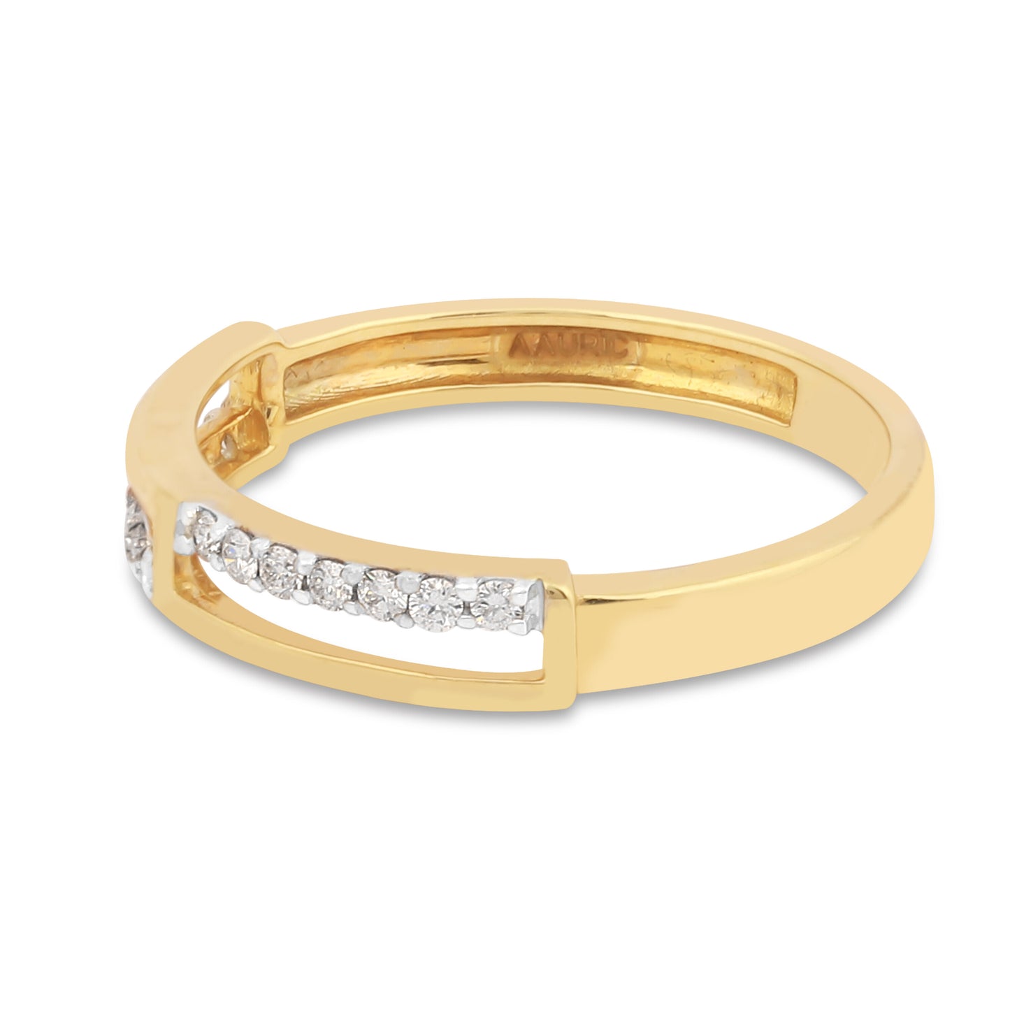 0.17 Ct. IGI Certified Natural Diamond 18k Yellow Gold Bar Ring For Girl Gift - view 4