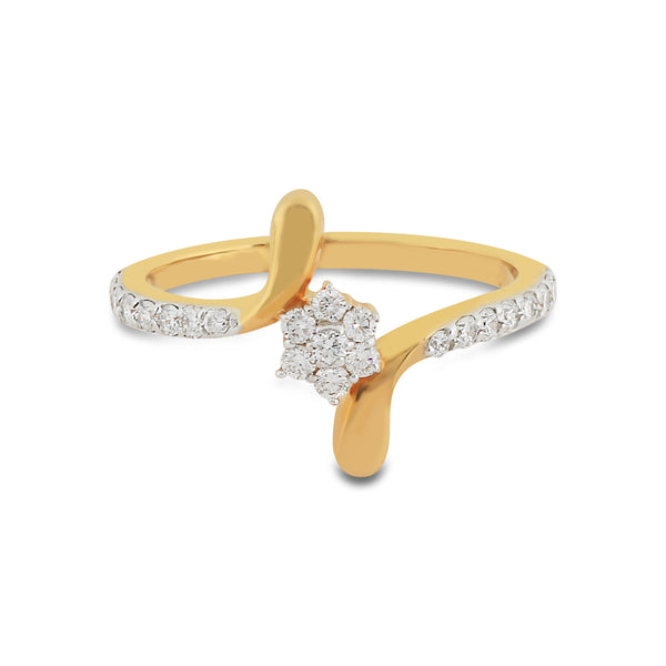 0.35 Ct. IGI Certified Natural Diamond 18k Yellow Gold Flower Ring For Wedding - view 3