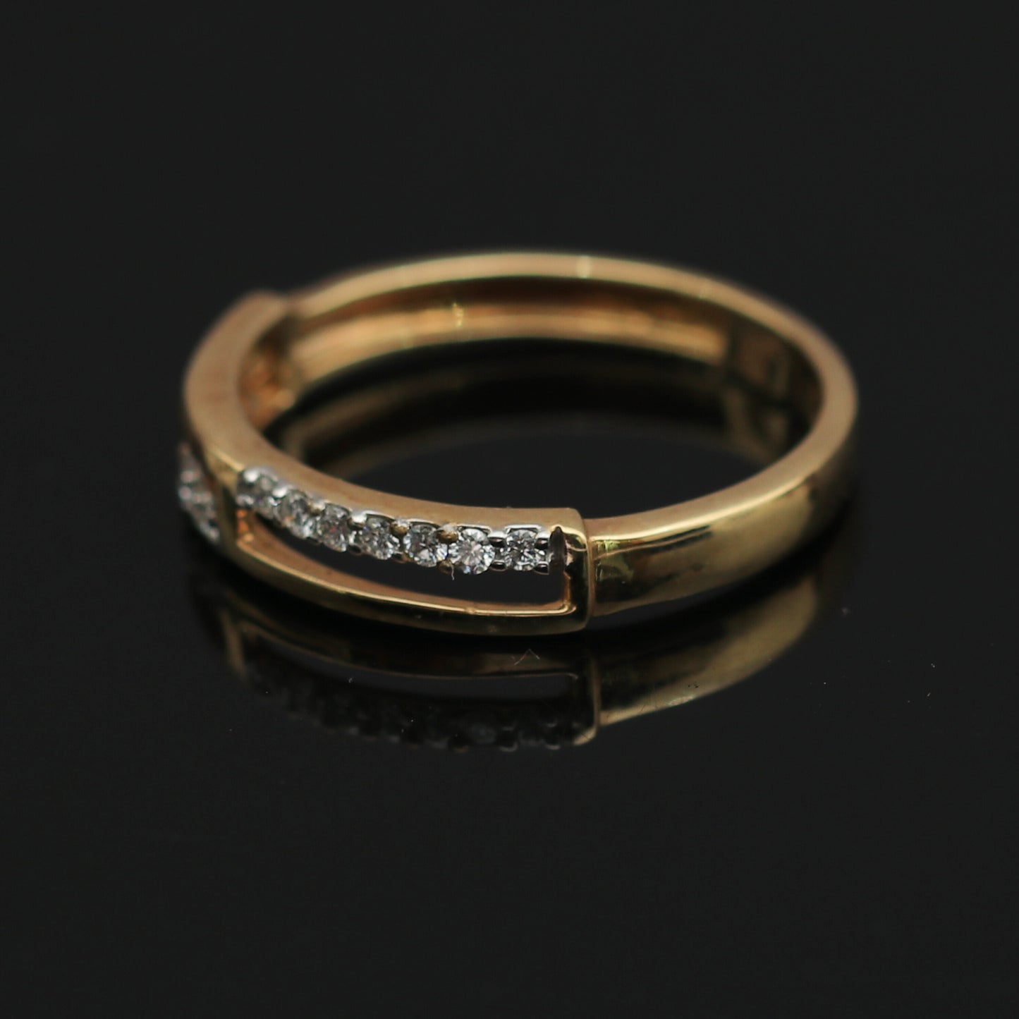 0.17 Ct. IGI Certified Natural Diamond 18k Yellow Gold Bar Ring For Girl Gift - view 7