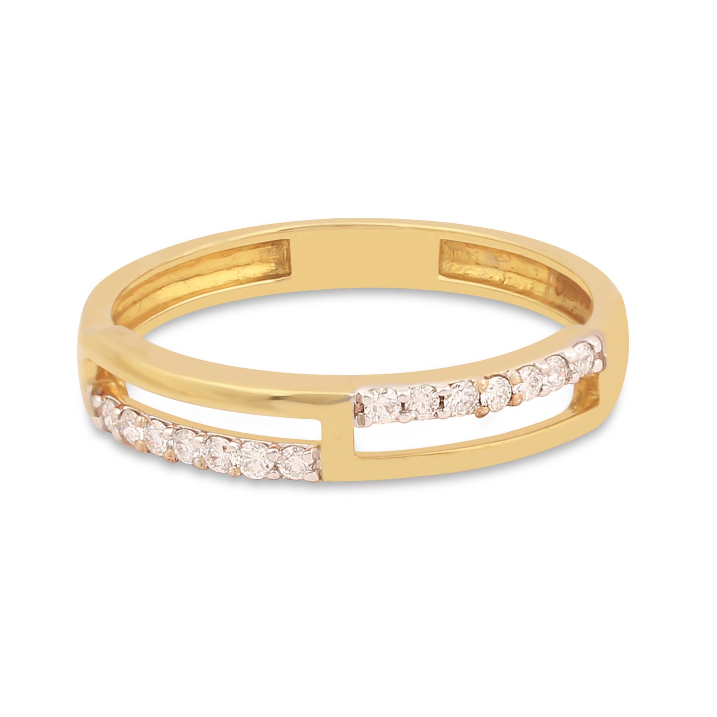 0.17 Ct. IGI Certified Natural Diamond 18k Yellow Gold Bar Ring For Girl Gift - view 2