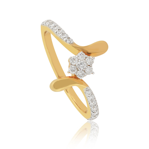0.35 Ct. IGI Certified Natural Diamond 18k Yellow Gold Flower Ring For Wedding - view 2