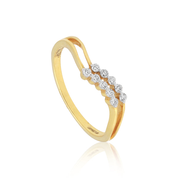 0.13 Ct. IGI Certified 18k Yellow Gold GH VS White Diamond Bypass Ring - view 2