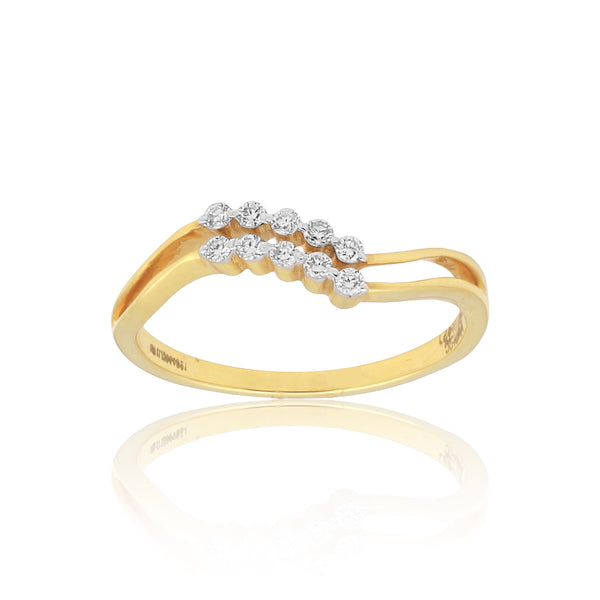 0.13 Ct. IGI Certified 18k Yellow Gold GH VS White Diamond Bypass Ring - view 3