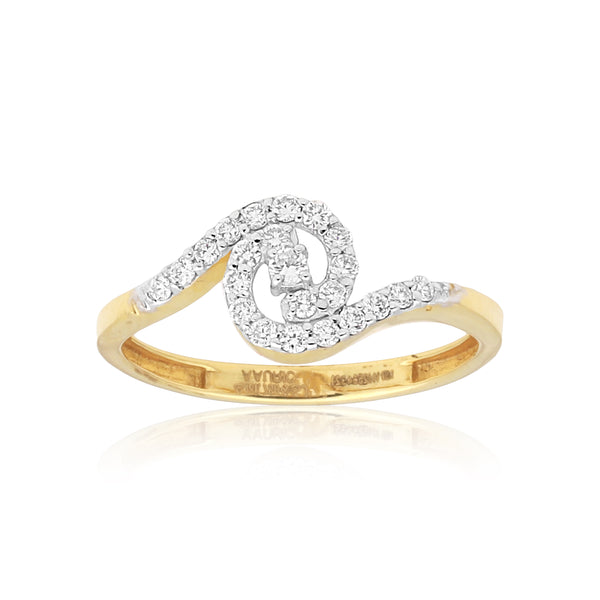 0.28 Ct. IGI Certified Natural Diamond 18k Solid Yellow Gold Bypass Ring - view 2