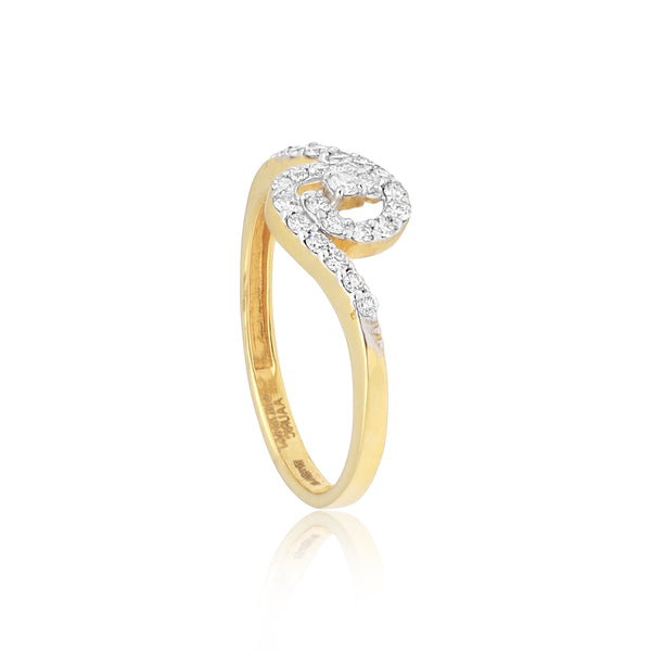 0.28 Ct. IGI Certified Natural Diamond 18k Solid Yellow Gold Bypass Ring - view 5