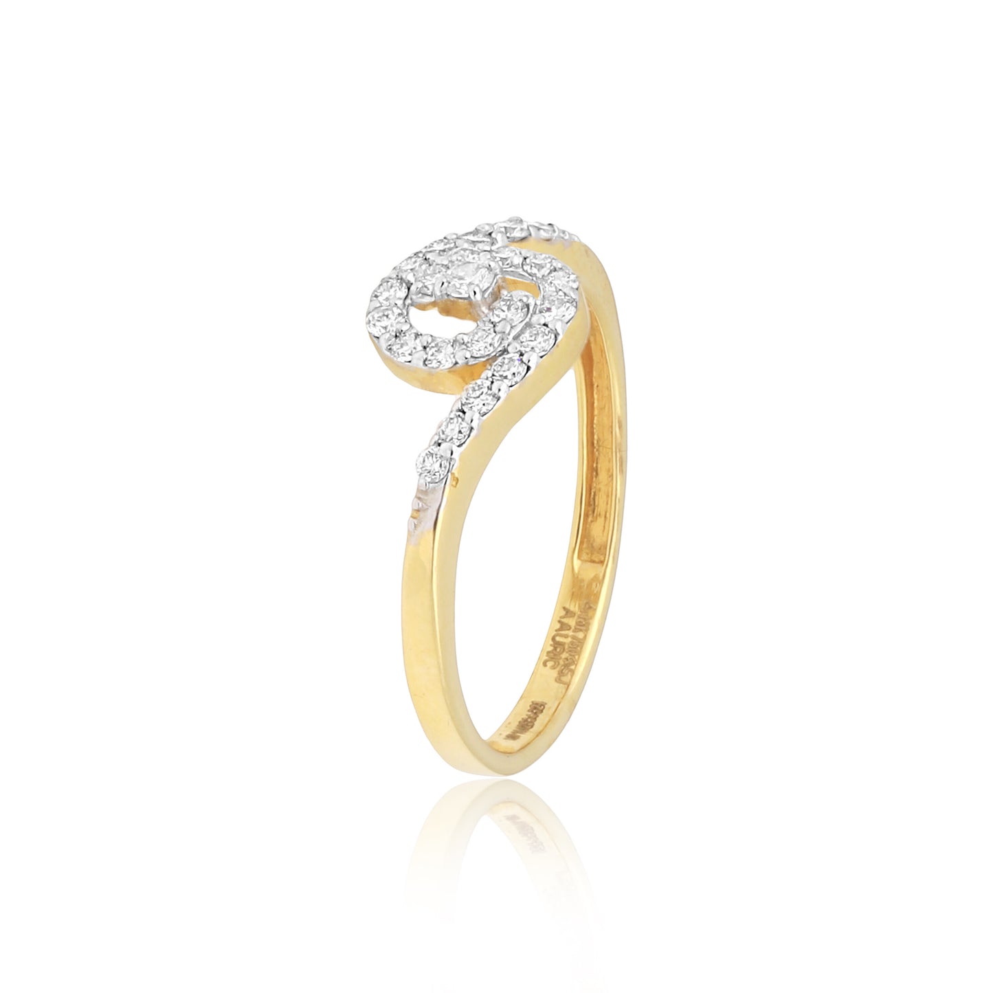 0.28 Ct. IGI Certified Natural Diamond 18k Solid Yellow Gold Bypass Ring - view 6