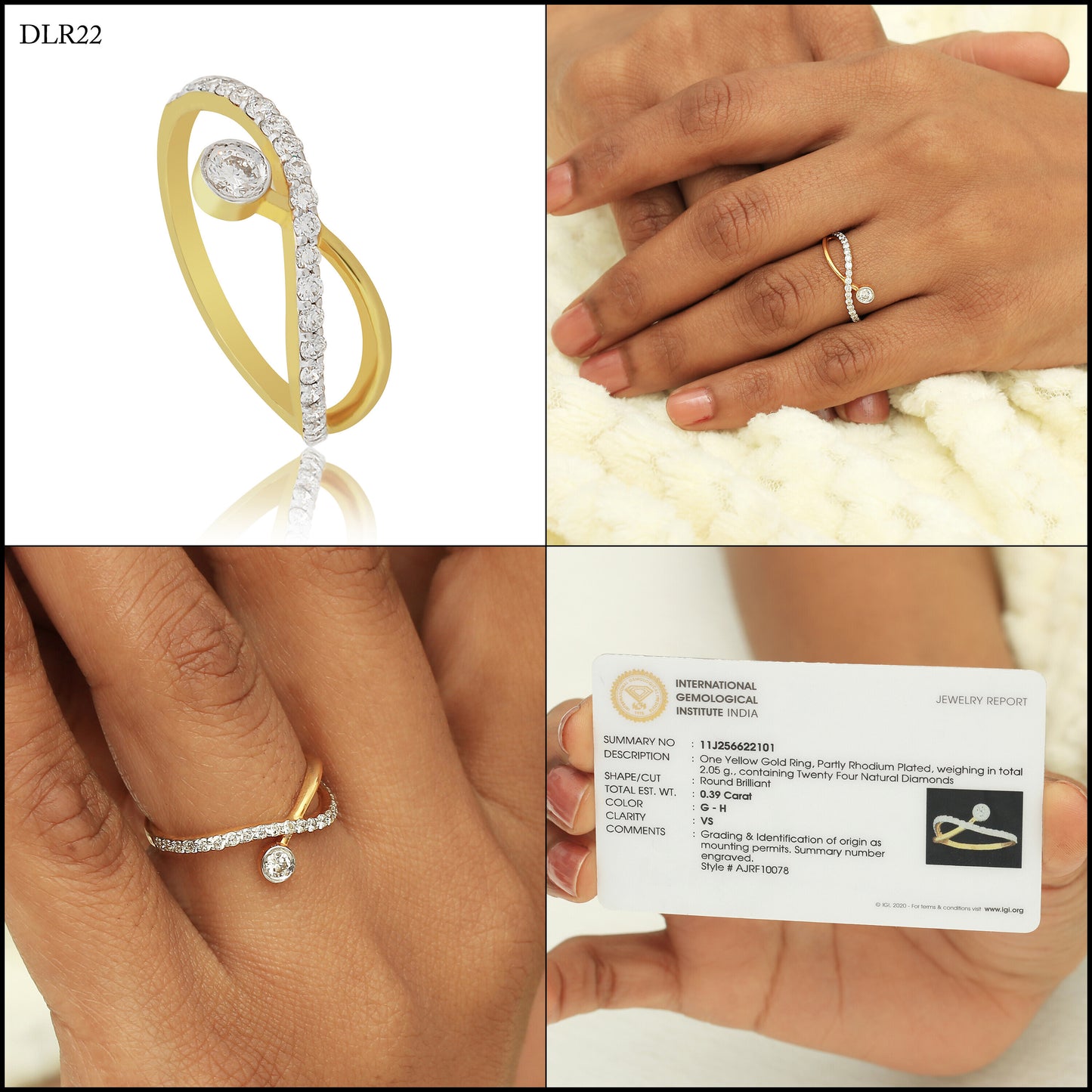 0.39 Ct. IGI Certified Natural Diamond 18k Yellow Gold Infinity Ring For Wife - view 8