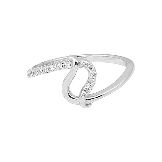 0.16 Ct. IGI Certified Natural Diamond 18k White Gold Loop Ring For Women