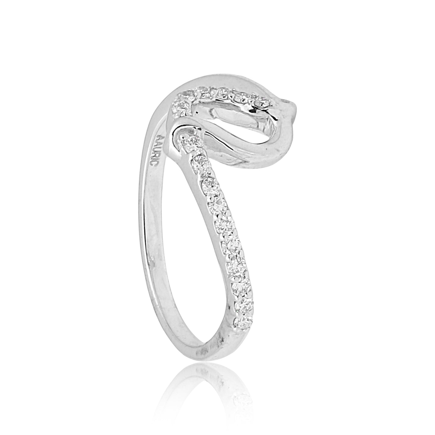 0.16 Ct. IGI Certified Natural Diamond 18k White Gold Loop Ring For Women - view 4