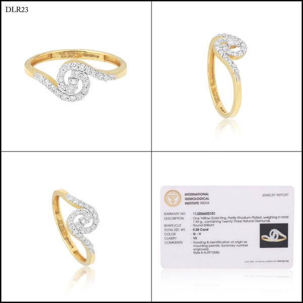0.28 Ct. IGI Certified Natural Diamond 18k Solid Yellow Gold Bypass Ring - view 9
