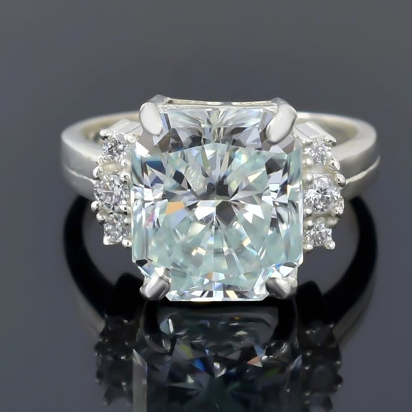 Certified 4.45ct VS1 Radiant White Moissanite Ring for Gift Use 18K Gold Plated Ver 18K Gold Plated