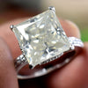Certified 4.80ct VS1 Princess Cut White Moissanite Solitaire Ring 18K Gold Plated V 18K Gold Plated