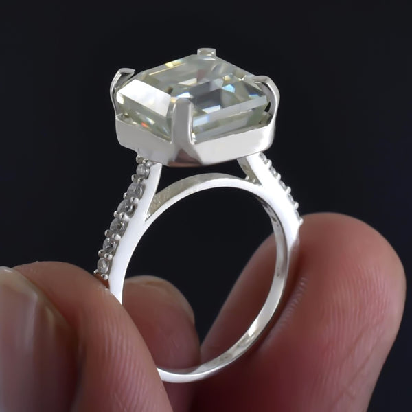 Certified 8.75ct VS1 White Moissanite Ring Jewelry for Christmas 18K Gold Plated Ve 18K Gold Plated