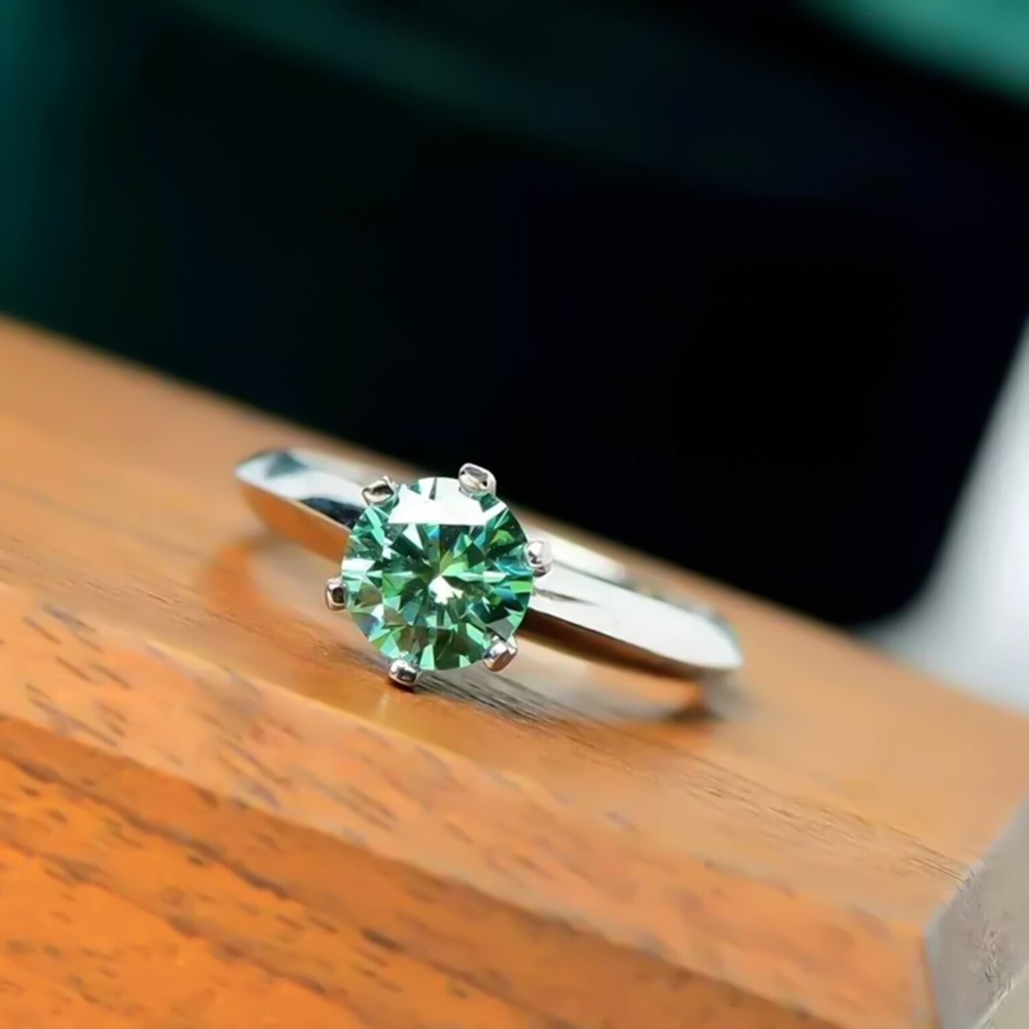 Certified 1.99ct VS1 Blue Moissanite Ring Jewelry for Women Gift 18K Gold Plated Ve 18K Gold Plated