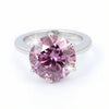 Certified 4.25ct VVS1 Round Pink Moissanite Ring Gift for Women 18K Gold Plated Ver 18K Gold Plated