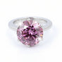 Certified 4.25ct VVS1 Round Pink Moissanite Ring Gift for Women 18K Gold Plated Ver 18K Gold Plated
