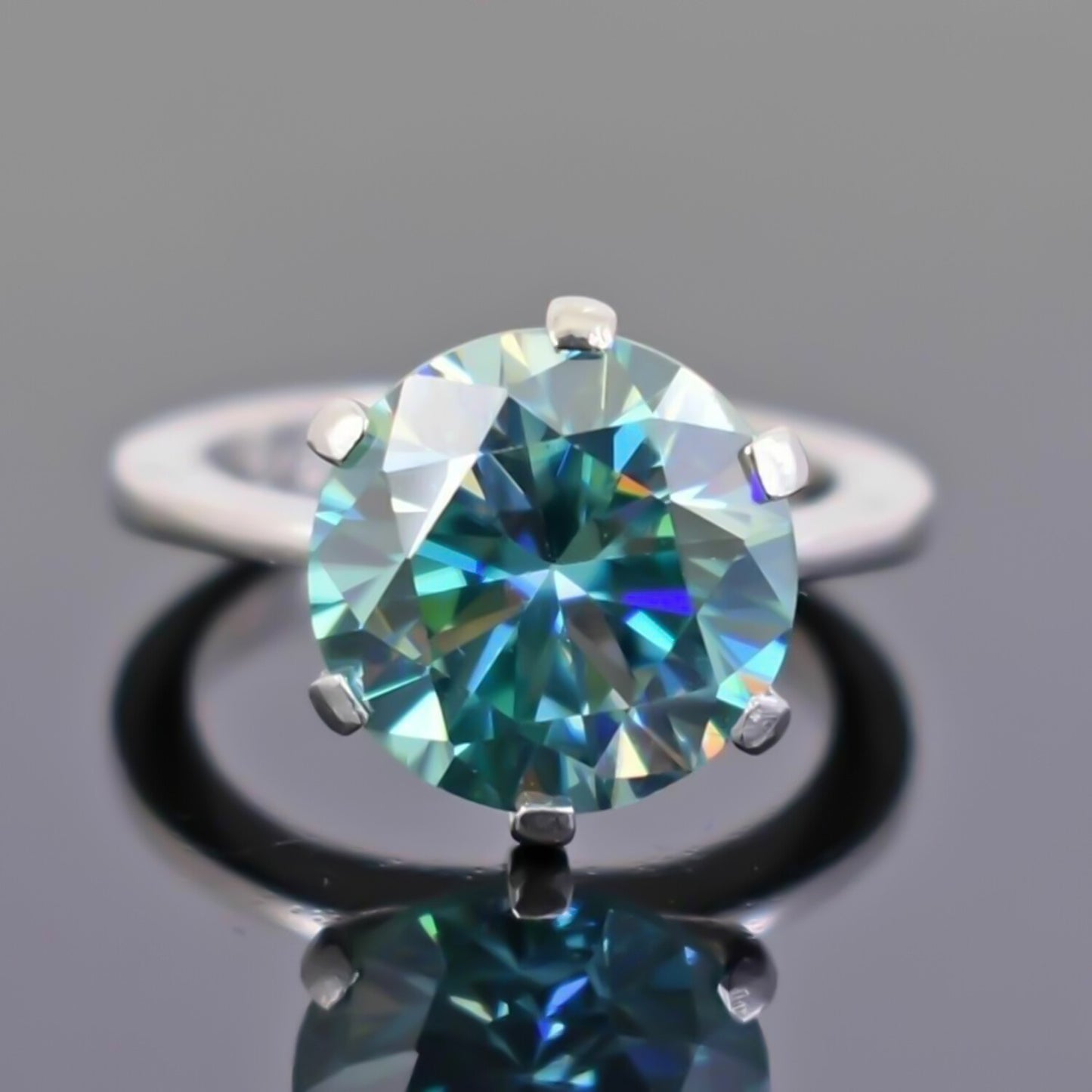 Certified 7.55ct VS1 Blue Moissanite Ring Fine Jewelry for Gift 18K Gold Plated Ver 18K Gold Plated