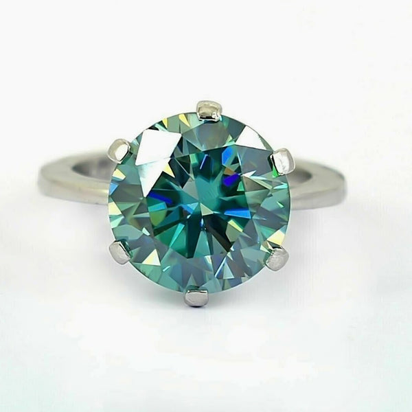 Certified 7.55ct VS1 Blue Moissanite Ring Fine Jewelry for Gift 18K Gold Plated Ver 18K Gold Plated