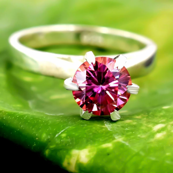 Certified 1.80ct VS1 Round Moissanite Ring for Women in 18K Gold Plated