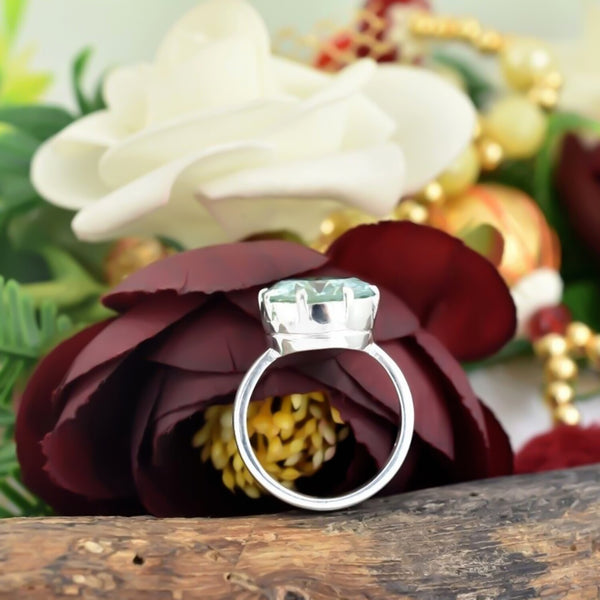 Certified 7.75ct VS1 Blue Moissanite Ring for Love Gift 18K Gold Plated