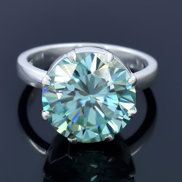 Certified 7.75ct VS1 Blue Moissanite Ring for Love Gift 18K Gold Plated