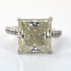 Certified 4.80ct VS1 Princess Cut White Moissanite Solitaire Ring 18K Gold Plated V 18K Gold Plated
