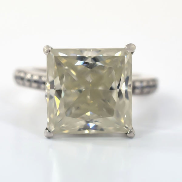 Certified 4.80ct VS1 Princess Cut White Moissanite Solitaire Ring 18K Gold Plated V 18K Gold Plated