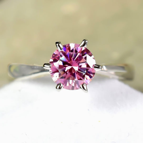 Certified 1.1ct VVS1 Pink Moissanite Ring Jewelry Gift for Women 18K Gold Plated Ve 18K Gold Plated
