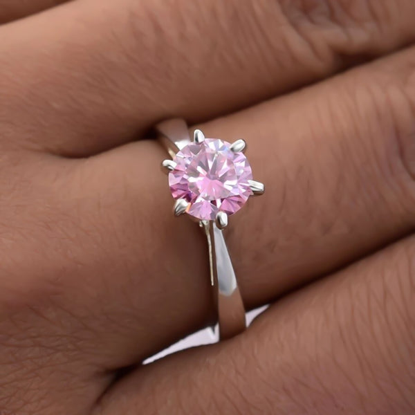 Certified 1.1ct VVS1 Pink Moissanite Ring Jewelry Gift for Women 18K Gold Plated Ve 18K Gold Plated