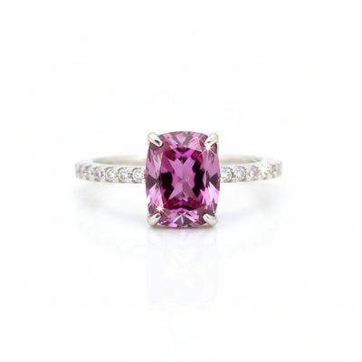 Certified 2.10ct VS1 Pink Moissanite Engagement Ring in AAA Gift 18K Gold Plated Ve 18K Gold Plated