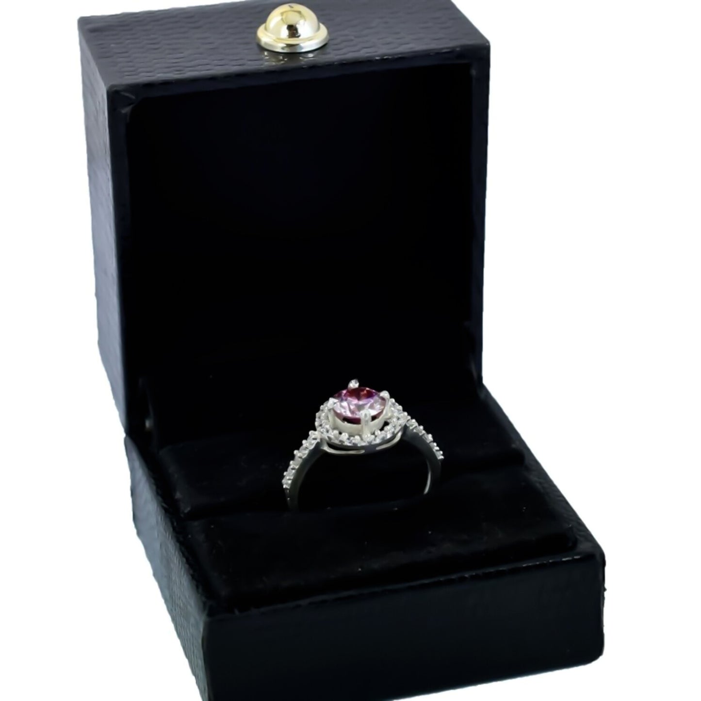 Certified 1.5ct VVS1 Pink Moissanite Solitaire Ring for Gift Use 18K Gold Plated Ve 18K Gold Plated