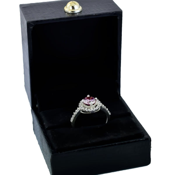 Certified 1.5ct VVS1 Pink Moissanite Solitaire Ring for Gift Use 18K Gold Plated Ve 18K Gold Plated
