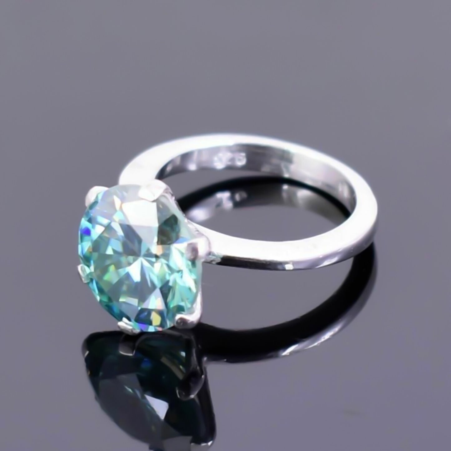 Certified 7.55ct VS1 Blue Moissanite Ring Fine Jewelry for Gift 18K Gold Plated Ver 18K Gold Plated