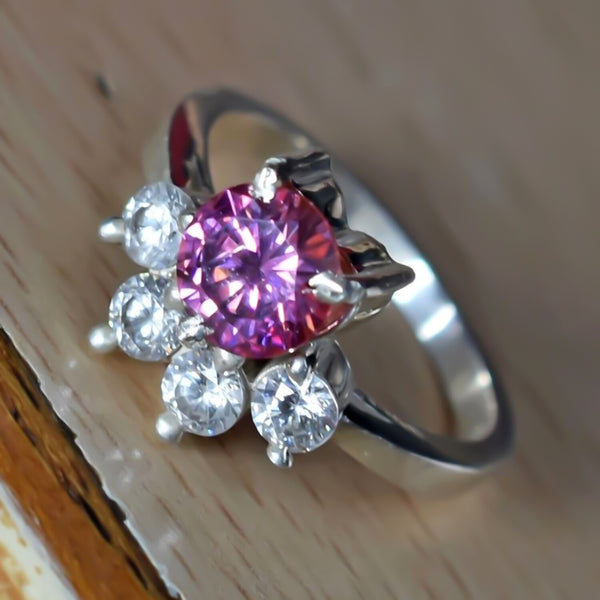 Certified 1.50ct VVS1 Pink Moissanite Ring Birthday Gift Jewelry 18K Gold Plated Ve 18K Gold Plated