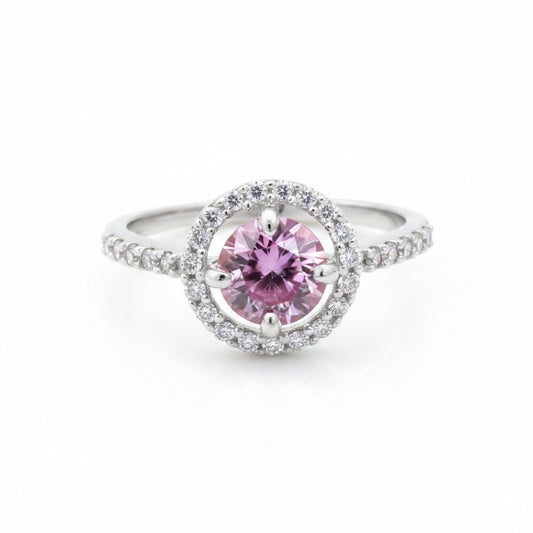 Certified 1.5ct VVS1 Pink Moissanite Solitaire Ring for Gift Use 18K Gold Plated Ve 18K Gold Plated