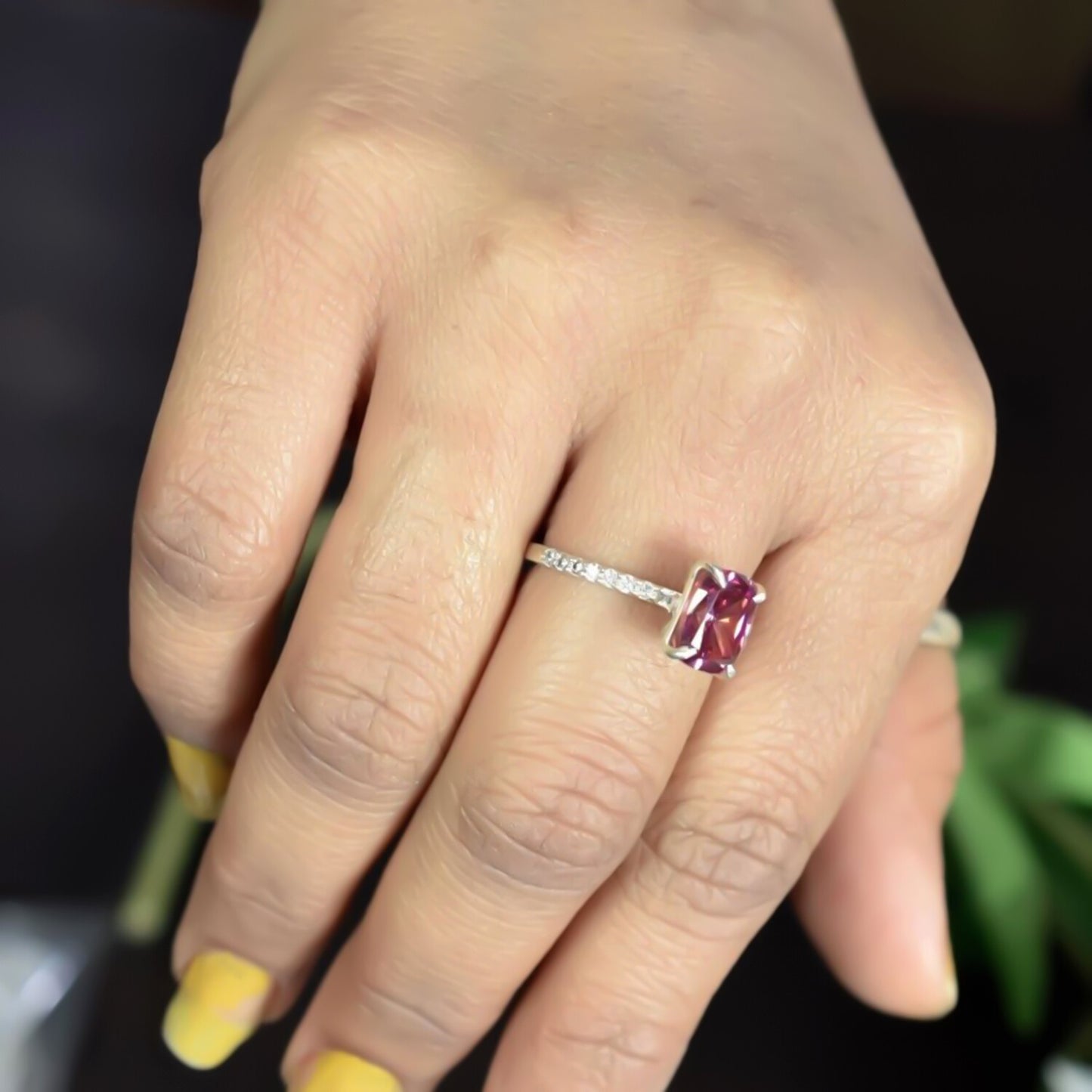 Certified 2.10ct VS1 Pink Moissanite Engagement Ring in AAA Gift 18K Gold Plated Ve 18K Gold Plated