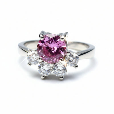 Certified 1.50ct VVS1 Pink Moissanite Ring Birthday Gift Jewelry – 18K Gold Vermeil