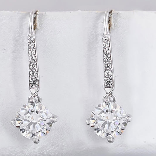 8.00 Ct Certified White Moissanite Dangler Earrings In Gold Vermeil - GEMHUB & CO.