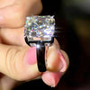 Certified Natural 7.5ct VS1/Asscher/White Moissanite Ring 18K Gold Plated
