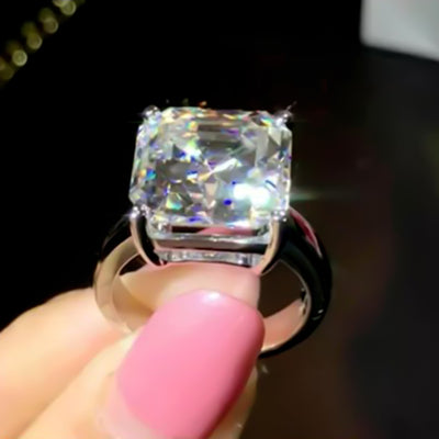 Certified 7.5ct VS1/Asscher/White Moissanite Ring 18K Gold Plated