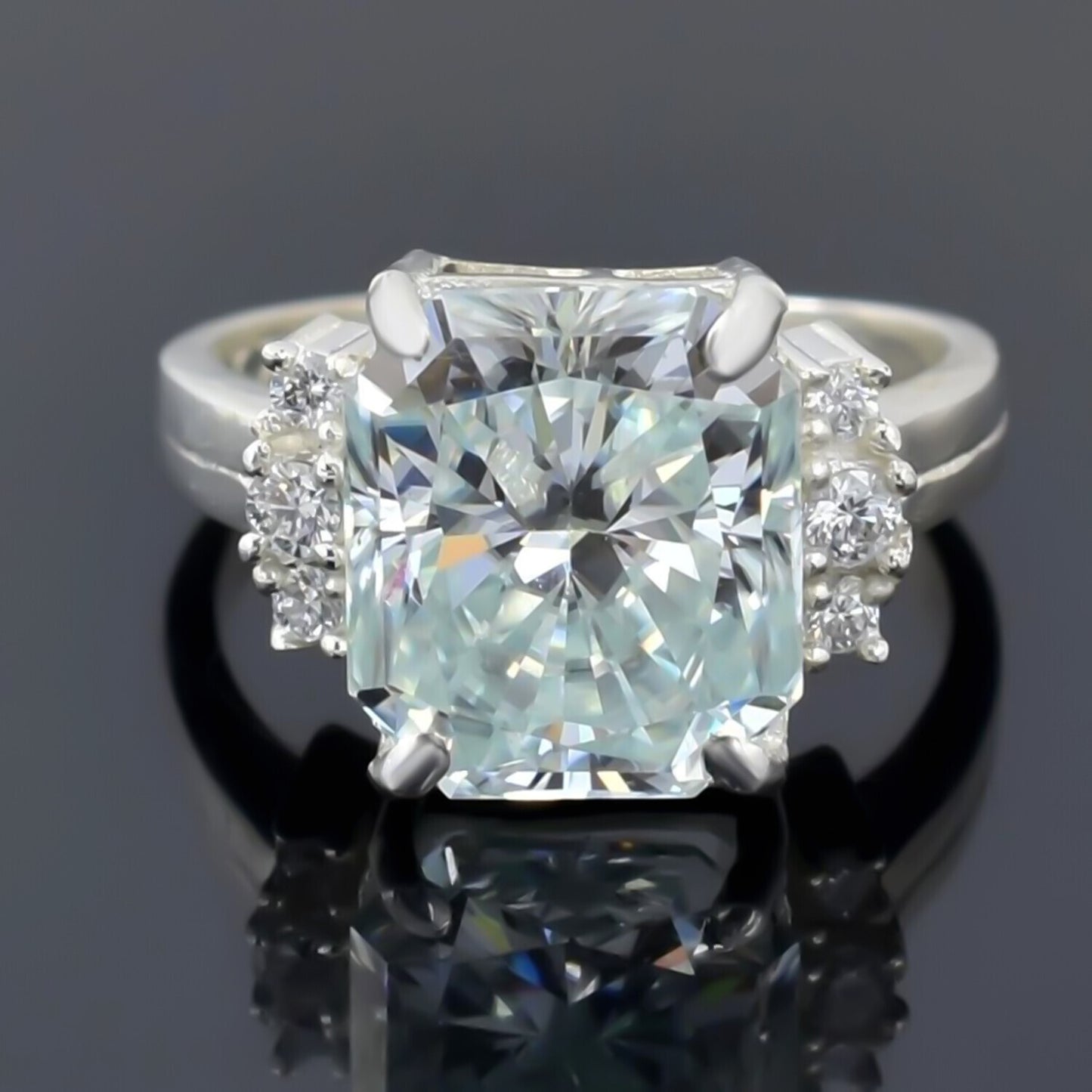 Certified Natural 4.45ct VS1 Radiant White Moissanite Ring Fine Jewelry 18K Gold Plated