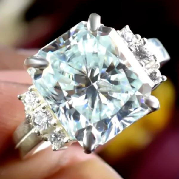Certified Natural 4.45ct VS1 Radiant White Moissanite Ring Fine Jewelry 18K Gold Plated