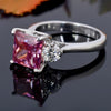 Certified 2ct Natural VVS1 Princess Pink Moissanite Solitaire Ring in 18K Gold Plat 18K Gold Plated