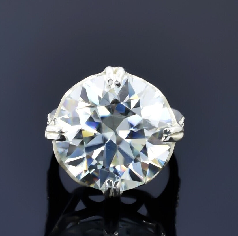 Certified Natural 10ct VS1 Round White Moissanite Ring Jewelry 18K Gold Plated Verm 18K Gold Plated