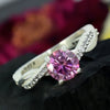 Certified 1.25ct Natural Round VVS1 Pink Moissanite Solitaire Ring in 18K Gold Plat 18K Gold Plated